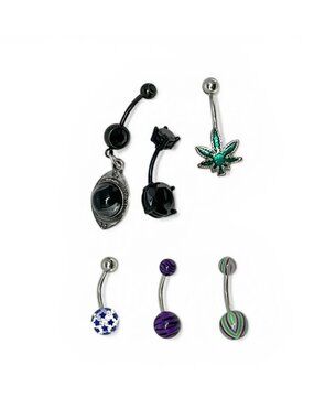 Y2K Cute Belly Ring Bundle Indie Kidcore Colorful Navel Jewelry Set